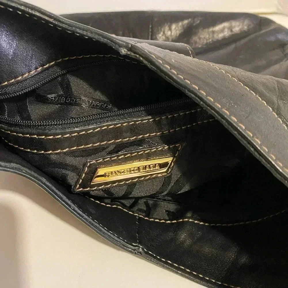 Francesco Biasia black leather hobo handbag
